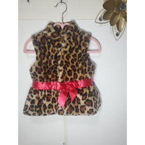 BCBG Girls Brown Faux Fur Animal Print Vest 18 Month Leopard Lined